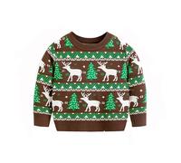 Toddler Kids Long Sleeved Knitted Sweater Top Shirts,Boys Girls Christmas Pullover Sweatshirt Sleeve Xmas Baby Santa Claus Jumper Boys Girl Clothes 12-18 Months (Brown#C,2-3 Years)