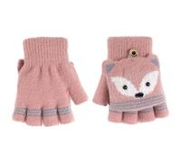 Toddler Kids Puppy Flip Top Short Knitted Half Finger Gloves for 3-8 Yrs