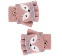 Toddler Kids Puppy Flip Top Short Knitted Half Finger Gloves for 3-8 Yrs