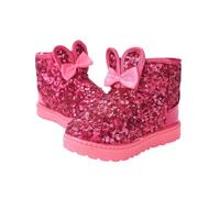Toddler Kids Sequins Fleece Lined Snow Boots, Girls Boys Lightweight Winter Glitter School Boots Sparkling Warm Sherpa Comfy House Sliper Fall Outwear Footewar