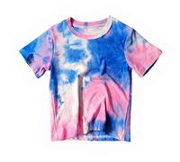 Toddler Kids Tie Dye Colorful Short Sleeve Shirts Junior Rainbow Tees Basic Comfy T Shirts for School Boys Girls Birthday Outfit for Toddler Kids Boys Cute Preppy Clothes Casual Tops (BU2, 3-4 Years)