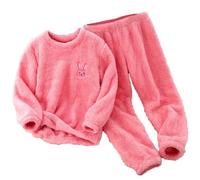 Toddler Kids Winter Pajama Set for Women Fl ffy Fleece-Lined Sleepwear with Cute Bunny Embroidery Warm and Comfortable Nightwear Infant Baby Girls Boys Cute Solid Long Sleeves (Pink, 11-12 Years)