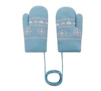 Toddler Kids Winter Warm Knitted Mittens Full Finger Thermal Gloves with String Thick Fleece Lined Ski Snow Gloves Mitts Windproof Cold Weather Hanging Neck Hand Warmer for Baby Girls Boys 0-3 Years