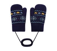 Toddler Kids Winter Warm Knitted Mittens Full Finger Thermal Gloves with String Thick Fleece Lined Ski Snow Gloves Mitts Windproof Cold Weather Hanging Neck Hand Warmer for Baby Girls Boys 0-3 Years