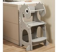 Toddler Kitchen Helper Nursery Step Stool Kids Standing Tower for 18months for Kids - Dinosaur Grey