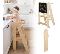 Toddler Learning Tower Foldable, Standing Tower 3-Level Adjustable Height