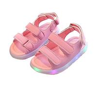 Toddler LED Light Up Sandals, Non Slip Adjustable Strap Open Toe Beach Water Shoes for Girls Boys, Kids lip On Two Strap Luminous Sandals, Students Back to School Athletic Shoes (Pink, 7 Toddler)