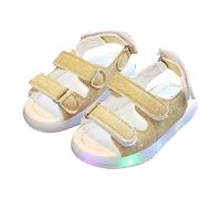 Toddler LED Light Up Sandals, Non Slip Adjustable Strap Open Toe Beach Water Shoes for Girls Boys, Kids lip On Two Strap Luminous Sandals, Students Back to School Athletic (Yellow, 5.5 Infant)