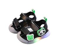 Toddler Led Panda Shoes Girls Boys Light Up Shoes Sandals Summer Beach Strap Outdoor Sport Flashing Sandals Black