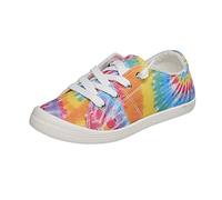 Toddler/Little/Big Kid Girls Rainbow Canvas Shoes Sneaker Color Washed Canvas Slip on Shoes Canvas Sneaker Yellow
