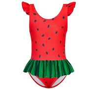 Toddler Little Girls One Piece Swimsuits Ruffles Bathing Suits Mermaid Dinosaur Swimwear 2-6T, Watermelon, 3-4 Years