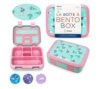 Toddler Lunch Box Bento Lunch-Box for Kids, 5 Portion Sections, BPA Free Removable Plastic Tray, Pre-School Kid Daycare Lunches, Snack Container Ages 3 to 7, Aqua Cat Mermaid