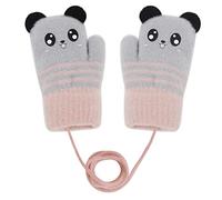 Toddler Magic Stretch Mittens Thick Plush Lined, Winter Baby Boys Girls Knitted Gloves Warm Fluffy Full Finger Gloves with Neck Hang String Cold Weather Outdoor Hand Warmer Ski Gloves for 0-6 Years