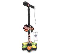 Toddler Microphone with Stand, Music and Colorful Lights Microphone for Kids 3+ with Adjustable Stand Black, Outdoor Ornaments