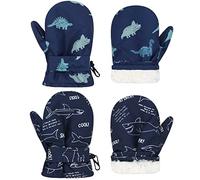 Toddler Mittens Waterproof Toddler Gloves Baby Winter Mittens for Kids Toddler Snow Gloves for Boys Girls Baby Gloves, Navy Dinosaur & Navy Shark Toddler, 2-4 Years