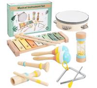 Toddler Musical Instruments Set - Wooden Musical Toys For Toddlers 1-3 Years Old, Percussion Montessori Toys For 1 2 3 Year Old, Modern Boho Birthday Gifts Kids Baby Musical Instruments For Boys Girl