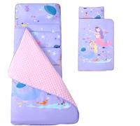 Toddler Nap Mat with Pillow and Blanket Anti-kick Thermal Sleeping Mat with Handle 47x20" Portable Roll Up Kids Sleep Bag Nap Mats for Daycare Preschool style1 Sleeping Mat