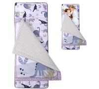 Toddler Nap Mat with Pillow and Blanket Anti-kick Thermal Sleeping Mat with Handle 47x20" Portable Roll Up Kids Sleep Bag Nap Mats for Daycare Preschool Dinosaur, Nap Mat