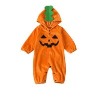 Toddler Newborn Baby Halloween Costume Boys Girls Fall Winter Pumpkin Romper Long Sleeve Funny Cosplay Zip Solid Color Fleece Bear Ear Hooded Jumpsuits Fuzzy Warm Snowsuit Outfit Clothes