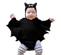 Toddler Omesie Baby Bat Costume My 1st Halloween Outfit Newborn Baby Boy Girl Costume Black Bat Long Sleeve Romper Bodysuit With Hats(Black,6-12 Months)