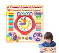 Toddler Owl Learning Clock - Wooden Time Calendar & Weather Board for Kids