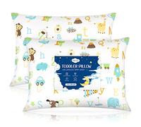 Toddler Pillow,13 x 18 Baby Pillows for Sleeping, Machine Washable Kids Pillow with Soft Cotton Pillowcase, Perfect for Travel, Toddlers Cot (Animal Letters)