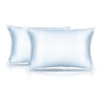 Toddler Pillow Cover Satin 2 Pack Travel Pillow Case Cover Breathable Silky Soft Small Pillow Cases Baby Blue 14x20 Pillowcase Envelope Style