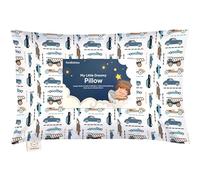 Toddler Pillow with Pillowcase - Soft Organic Cotton Pillow Children for Sleeping - Washable Toddler Pillow - Children's Pillow for Toddlers - Children's Pillow (Vroom)