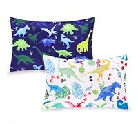 Toddler Pillowcase, Kids Pillow Cover for Sleeping, 2 Pack Dinosaur Set Fit Pillow Sized 13"x 18" Or 14"x19", 100% Silky Soft Microfiber, Envelope Closure, Baby Travel Pillowcase for Boys Girls