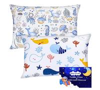 Toddler Pillowcase Pack of 2 Cotton Pillowcase 40 x 60 cm, Pillowcase for Boys & Girls Bed Linen, Baby Pillowcases Ocean World