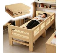 Toddler Platform Bed with Rail, Wooden Anti-Fall Folding Bedside Sleeper with Removable Guardrail for Home Dormitory Hospital