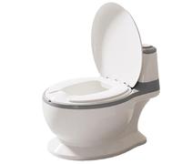 Toddler Potty Realistic 1:1 Potty Training Toilet PP Heavy Duty Training Potty with Flush Sound PVC Seat Cushion Splashproof Detachable Washable Training Toilet