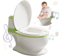 Toddler Potty Realistic,Potty Training Toilet PP Training Potty with Flush Sound PVC Seat Cushion Splashproof Detachable Washable Training Toilet for Boys Girls, Green, Potties