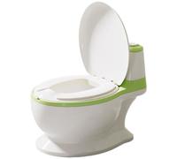 Toddler Potty, Realistic Training Toilet with Flush Sound & Splash Guard for Boys Girls (Green)