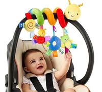 Toddler Pram Toy Baby Worm Cradle Rattle Cartoon Trolley Hanging Plush Spiral Wrapping Safety Toys for Babies Boys and Girls Cute Animal Design Sensory Stimulation Hand Eye Coordination Development