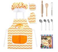 Toddler Pretend Play Kitchen Set with Chef Apron Hat Utensils Educational Toy Baking Set with Apron Chef Hat for Pretend Play Kitchen Accessories Toddler Cooking