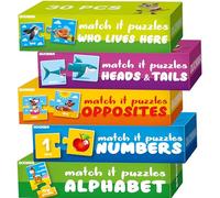 Toddler Puzzles 2-3 Years Old - Matching Puzzle Games for 1 2 Year Olds | 5 Set Kids Puzzles - Numbers Animals Opposites ABC Learning Resources for Toddlers 3-4 - Educational Toys for 2-3 Year Olds