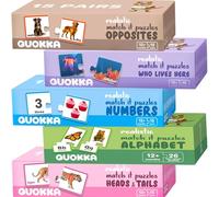 Toddler Puzzles 2-3 Years Old - Matching Puzzle Games for 1 2 Year Olds | 5 Set Realistic Kids Puzzles - Numbers Animals Opposites ABC Learning Resources for 3-4 - Educational Toys for 2-3 Year Olds