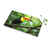 Toddler Puzzles Ages 2-4 A Colorful Toucan Perches On A Moss-Covered Branch In A Lush, Green Forest Picture Puzzle Puzzles 500 Pieces 750 Piece Puzzles For Adults(300PCS)