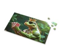Toddler Puzzles Ages 2-4 A Crowned, Sunglasses-Wearing Frog Holds Playing Cards. Picture Puzzle Puzzles 500 Pieces 300 Piece Puzzle(500PCS)