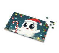 Toddler Puzzles Ages 2-4 A Cute Ghost Wearing A Santa Hat, Holding A Candy Cane Picture Puzzle Puzzles 500 Pieces 300 Piece Puzzle(1000PCS)