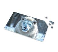 Toddler Puzzles Ages 2-4 A Majestic White Lion With Striking Blue Eyes Stands In A Snowy Forest Picture Puzzle Puzzle Girl Toys Age 4-5(300PCS)