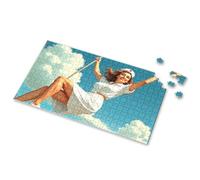 Toddler Puzzles Ages 2-4 A Nurse In White Uniform Swinging On A Rope Against A Blue Sky With Clouds. Picture Puzzle Puzzles 500 Pieces 300 Piece Puzzle(500PCS)