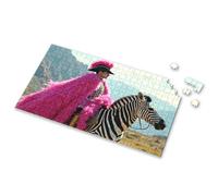 Toddler Puzzles Ages 2-4 A Person In A Pink Feathered Cloak Rides A Zebra Picture Puzzle Puzzles 500 Pieces 750 Piece Puzzles For Adults(1000PCS)