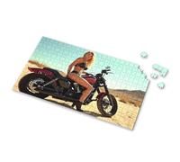 Toddler Puzzles Ages 2-4 A Woman In A Bikini Sits On A Red Motorcycle In The Desert Picture Puzzle Puzzles 500 Pieces 750 Piece Puzzles For Adults(500PCS)