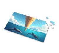 Toddler Puzzles Ages 2-4 Dolphins Swim Near An Ice Cream Cone In The Ocean Picture Puzzle Puzzle Girl Toys Age 4-5(300PCS)