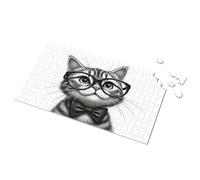 Toddler Puzzles Ages 2-4 Stylish Cat With Glasses And Bow Tie Picture Puzzle Toys & Games Puzzles 500 Pieces(300PCS)