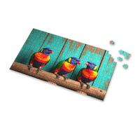Toddler Puzzles Ages 2-4 Three Colorful Parrots Perched On A Wooden Branch. Picture Puzzle Puzzles 500 Pieces 300 Piece Puzzle(500PCS)