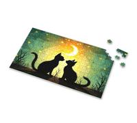 Toddler Puzzles Ages 2-4 Two Cats Under The Moonlit Sky. Picture Puzzle Puzzles 500 Pieces 300 Piece Puzzle(500PCS)