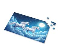 Toddler Puzzles Ages 2-4 Two Unicorns Gallop Under A Full Moon Picture Puzzle Puzzles 500 Pieces 750 Piece Puzzles For Adults(300PCS)